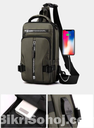 USB charging port sling anti-theft 12 inch shoulder bag